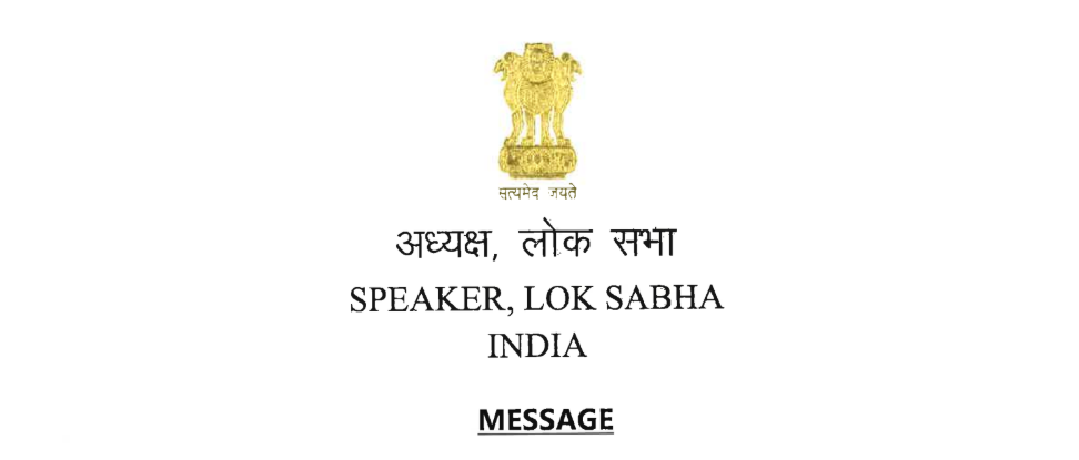 Message from Speaker, Lok Sabha India